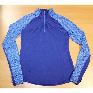 Womens Danskin Now 1/4 Zip Long Sleeve Mock Pullover Small 4-6 Blue Activewear